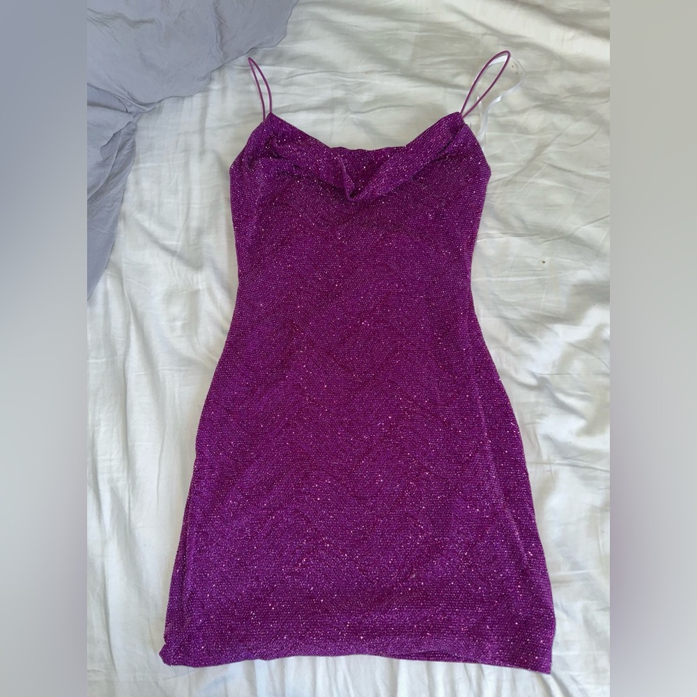 Sparkly Purple Spaghetti Strap Dress
